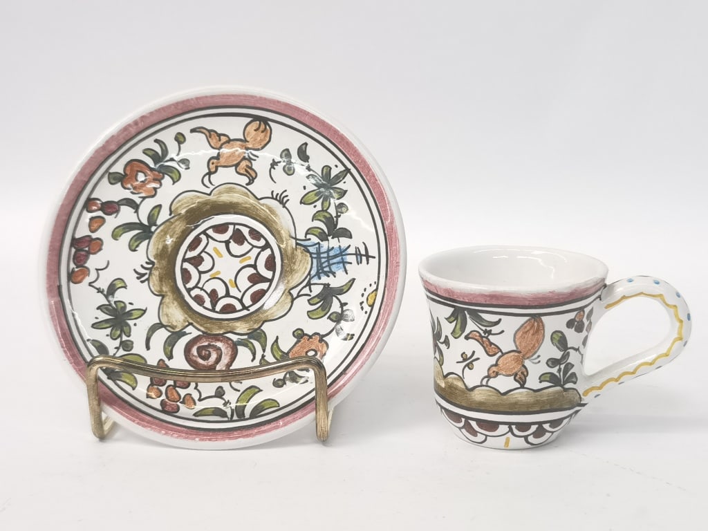 Vintage Berardos Portugal Hand Painted Ceramic Cup: Vintage Berardos Portugal Hand Painted Ceramic Cup, 4.25in