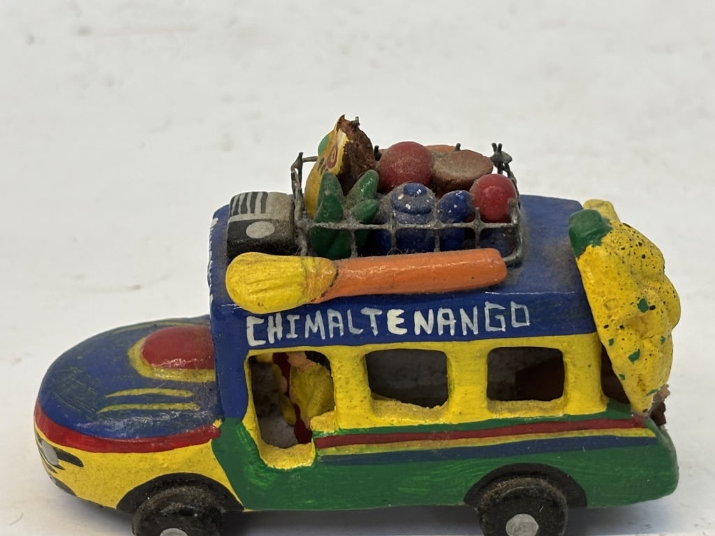 Vintage Hand Made Ceramic Bus Figurine: Vintage Hand Made Ceramic Bus Figurine, 4in by 2.75in