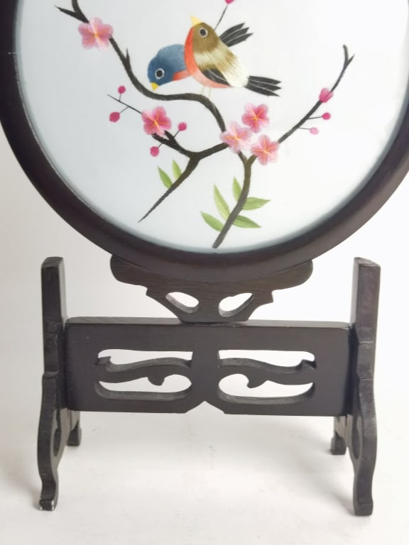 Chinese Embroidered Table Screen - 4