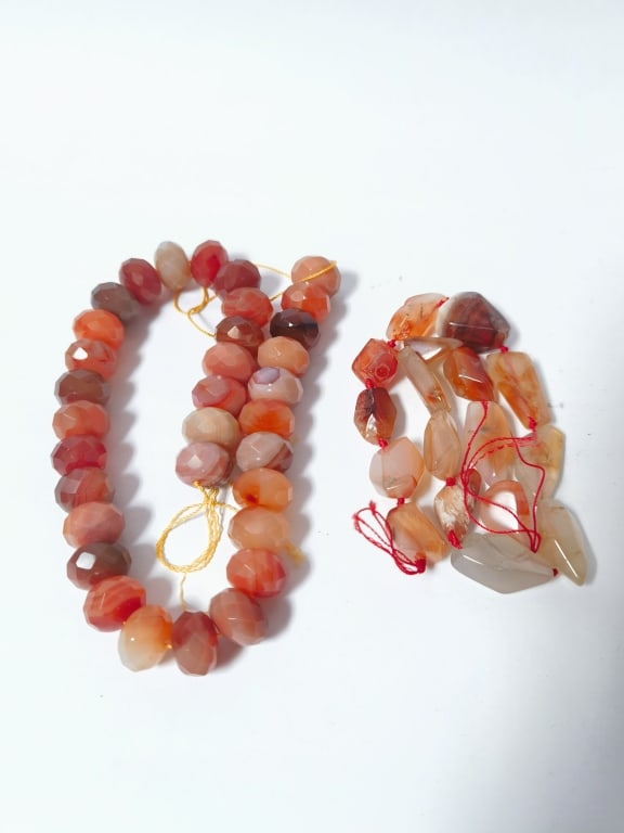 (2) Strands of Natural Agate Beads (1 of 3)