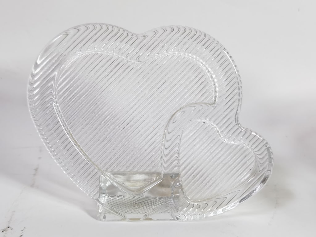 Vintage Mikasa Crystal Heart Shape Photo Frame: Vintage Mikasa Crystal Heart Shape Photo Frame, 5 1/8in by 6.75in