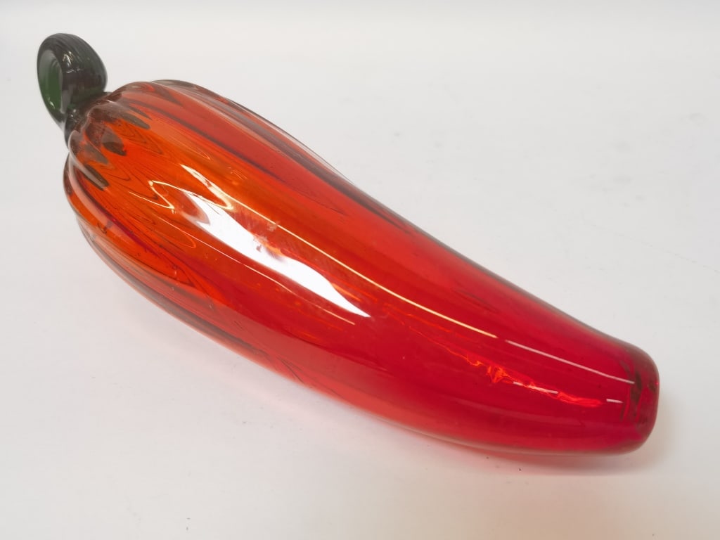 Vintage Glass Red Pepper: Vintage Glass Red Pepper, 10.5in