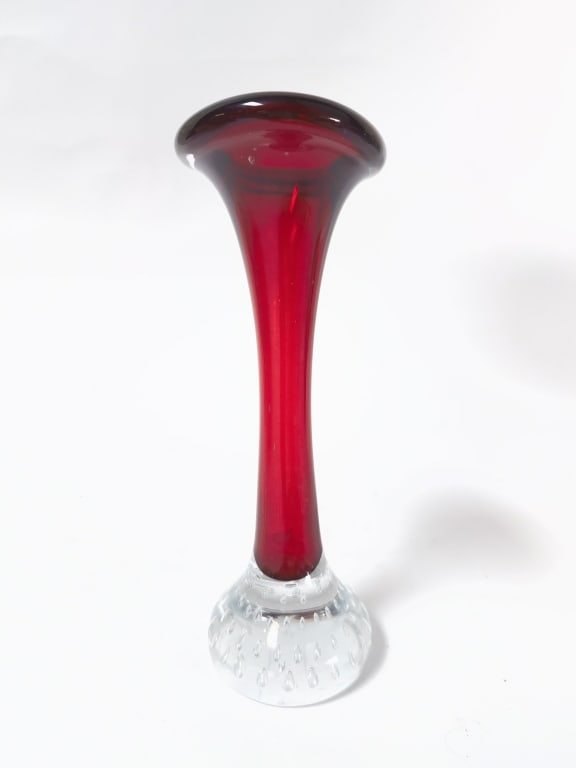 Vintage Red Controlled Bubble Vase - 3