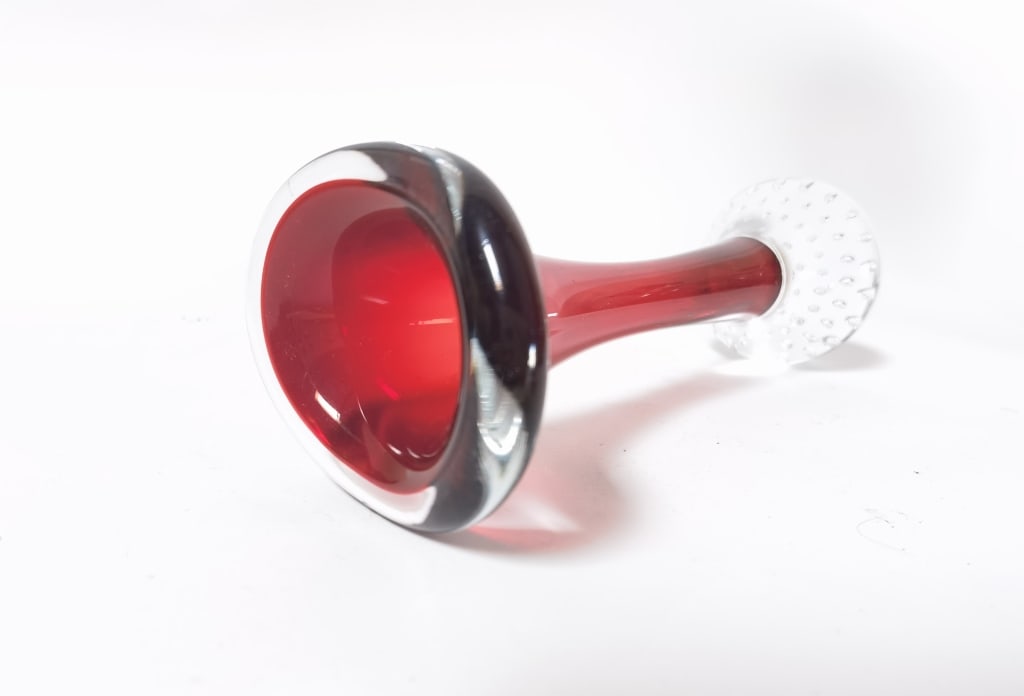 Vintage Red Controlled Bubble Vase - 4