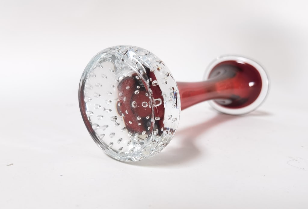 Vintage Red Controlled Bubble Vase - 5