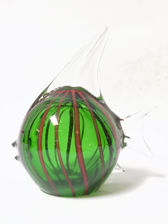 Vintage Murano Italy Art Glass Fish Vase: Vintage Murano Italy Art Glass Fish Vase, 6.5in