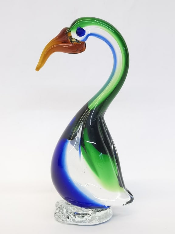 Vintage Murano Italy Green/Blue Art Glass Duck (1 of 3)