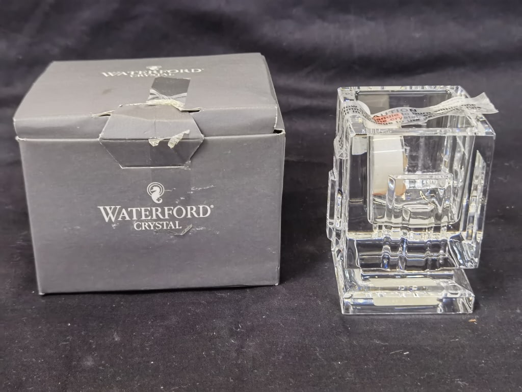 Vintage Waterford Crystal Metropolitan Votive: Vintage Waterford Crystal Metropolitan Votive, 4in by 2.5in by 2.5in