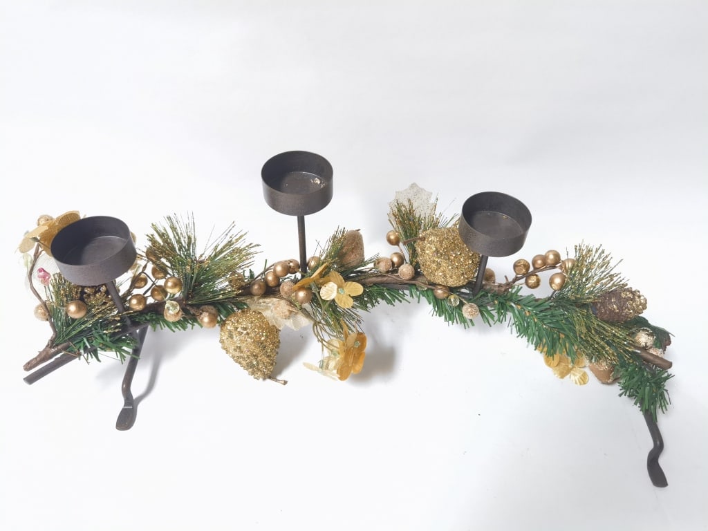 Metal Three-Head Candle Holder - 2