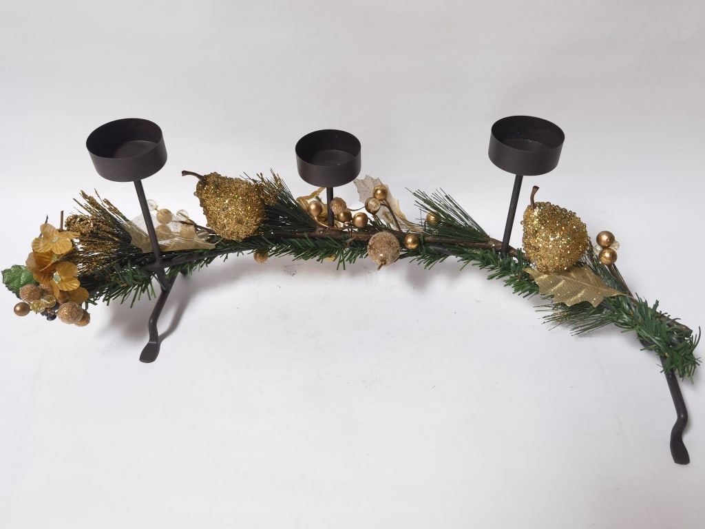 Metal Three-Head Candle Holder - 2