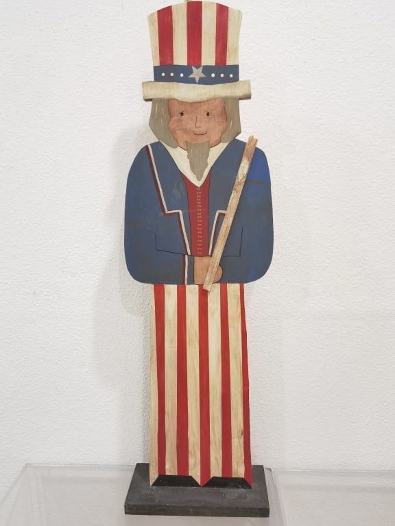 Vintage Folk Art Wood Carved Uncle Sam Porch Greet (1 of 4)