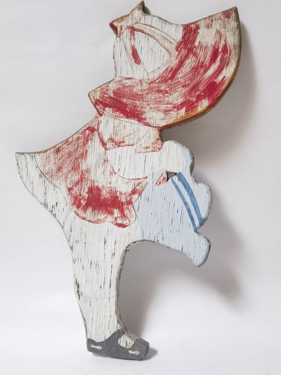 Vintage Wood Carved Hand Painted Little Girl Decor: Vintage Wood Carved Hand Painted Little Girl Decor, 22in