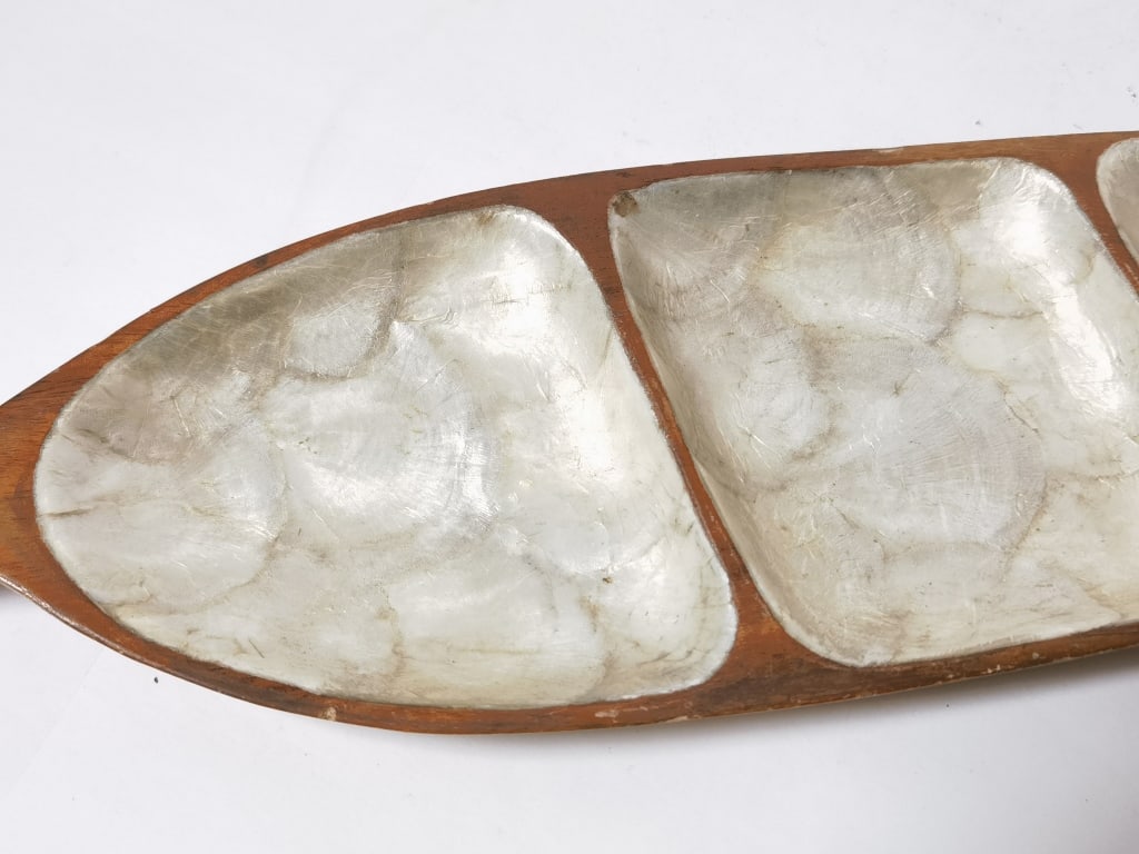 Wood Carved Leaf Shape Dish - 3
