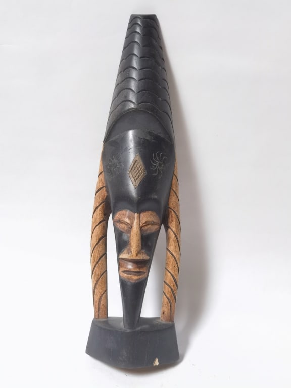 Wood Carved Mask: Wood Carved Mask, 17.5in