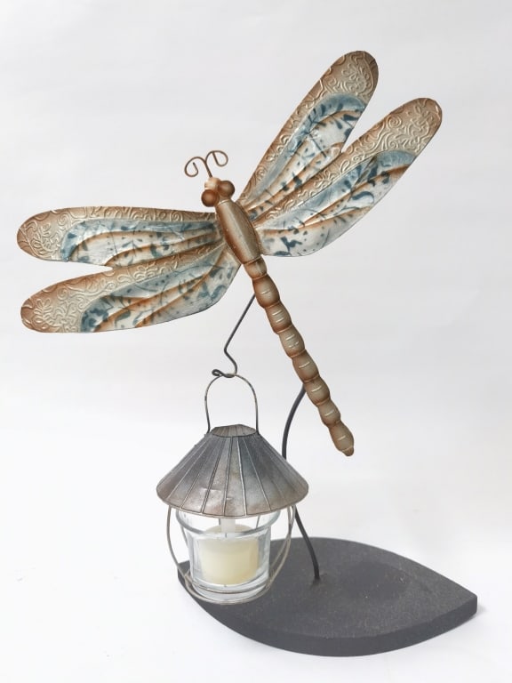 Metal Dragon Fly Figurine: Metal Dragon Fly Figurine, 14in