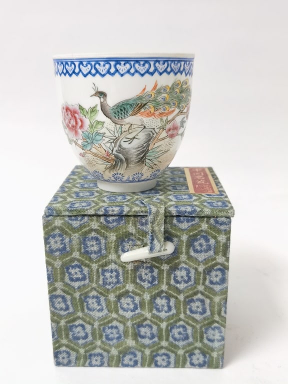 Chinese Egg Shell Porcelain Famille Rose Cup: Chinese Egg Shell Porcelain Famille Rose Cup, 3 1/8in by 3in