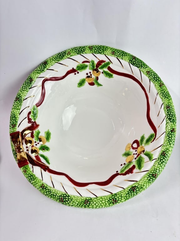 Large Charter Club Porcelain Winter Garland Bowl: Large Charter Club Porcelain Winter Garland Bowl, 14.5in by 5.5in