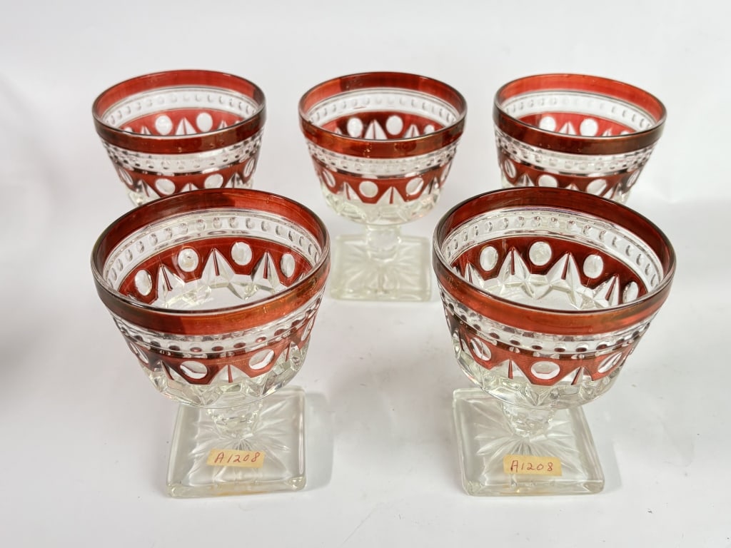 (5) Vintage Indiana Glass Colony Park Lane Sherbet: (5) Vintage Indiana Glass Colony Park Lane Sherbet Glasses, 4.25in by 3.5in