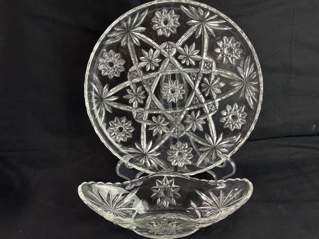 (2) Vintage Crystal Dishes: (2) Vintage Crystal Dishes, 11in by 2.5in