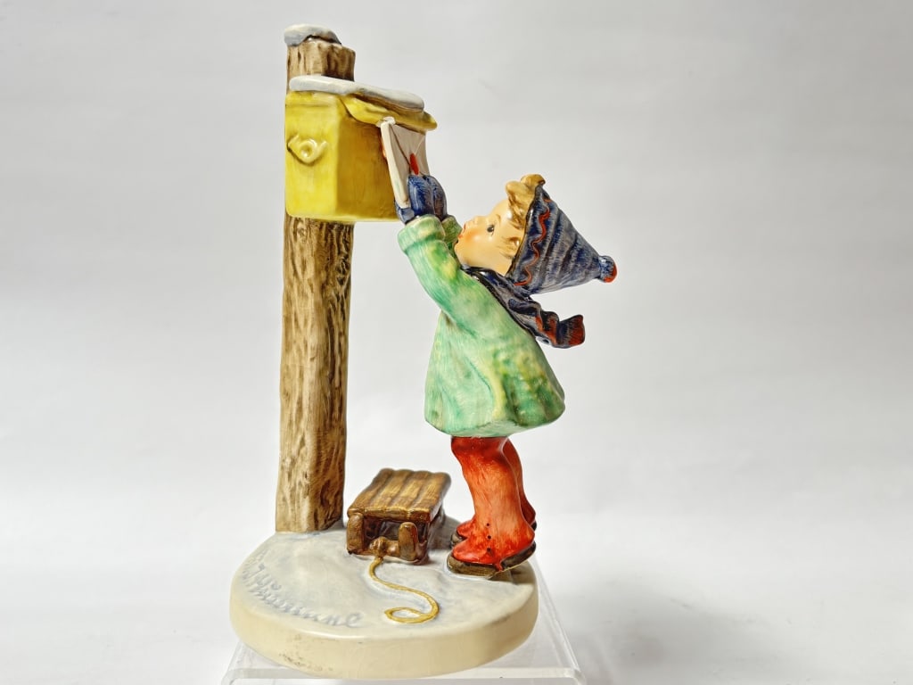 1957 Goebel Hummel Porcelain "Letter to Santa Clau: 1957 Goebel Hummel Porcelain "Letter to Santa Claus" Figurine, 7in