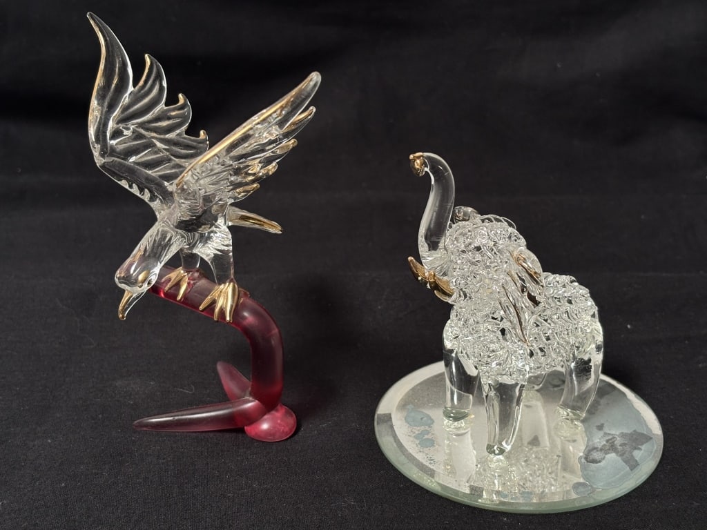 Vintage Miniature Glass Animal Figurines: Vintage Miniature Glass Animal Figurines, 5in by 3.5in