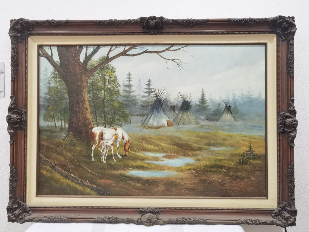 Large Signed R. Pontillo Landscape Oil Painting on: Large Signed R. Pontillo Landscape Oil Painting on Canvas, 43in by 31in