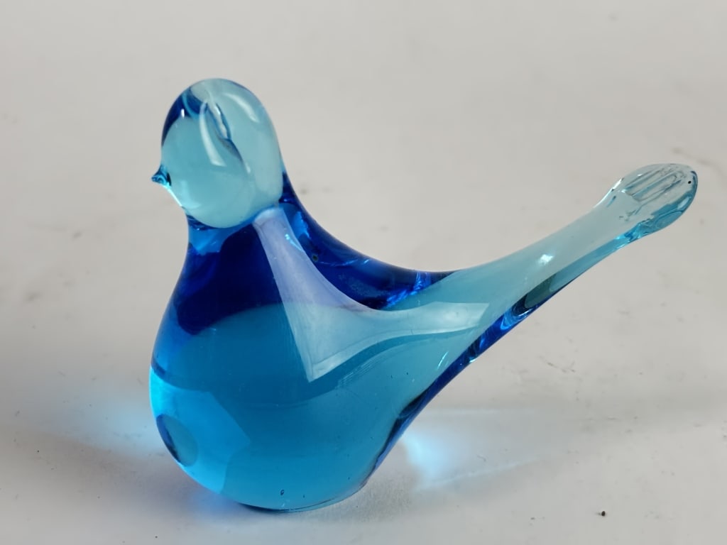 Vintage Blue Bird of Happiness: Vintage Blue Bird of Happiness, 3.5in by 2 7/8in