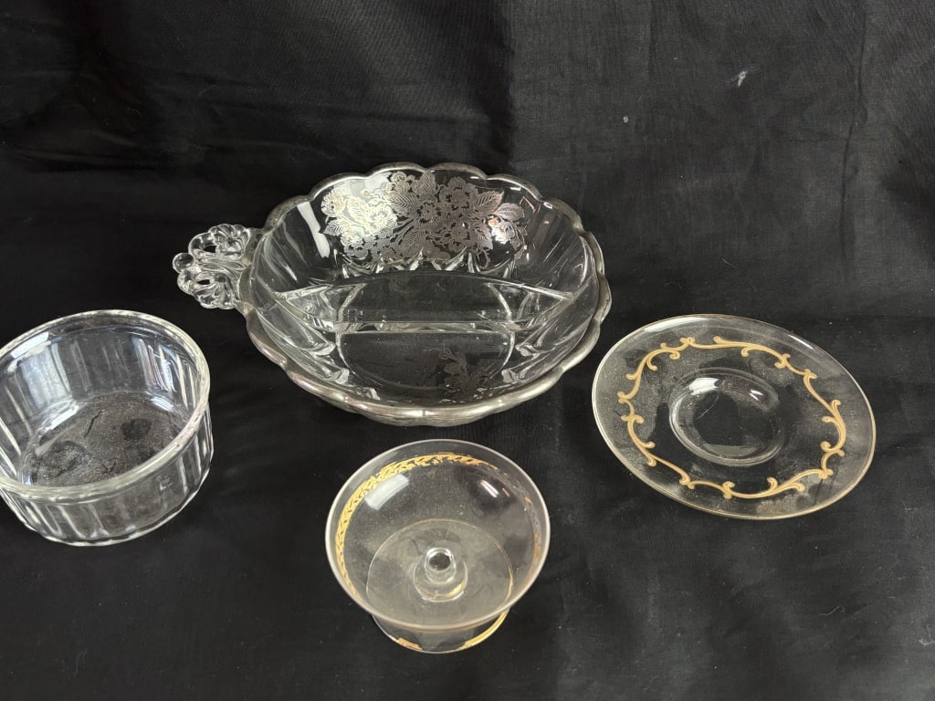 Group of Silver/Gold Overlay Glass Wares (1 of 6)