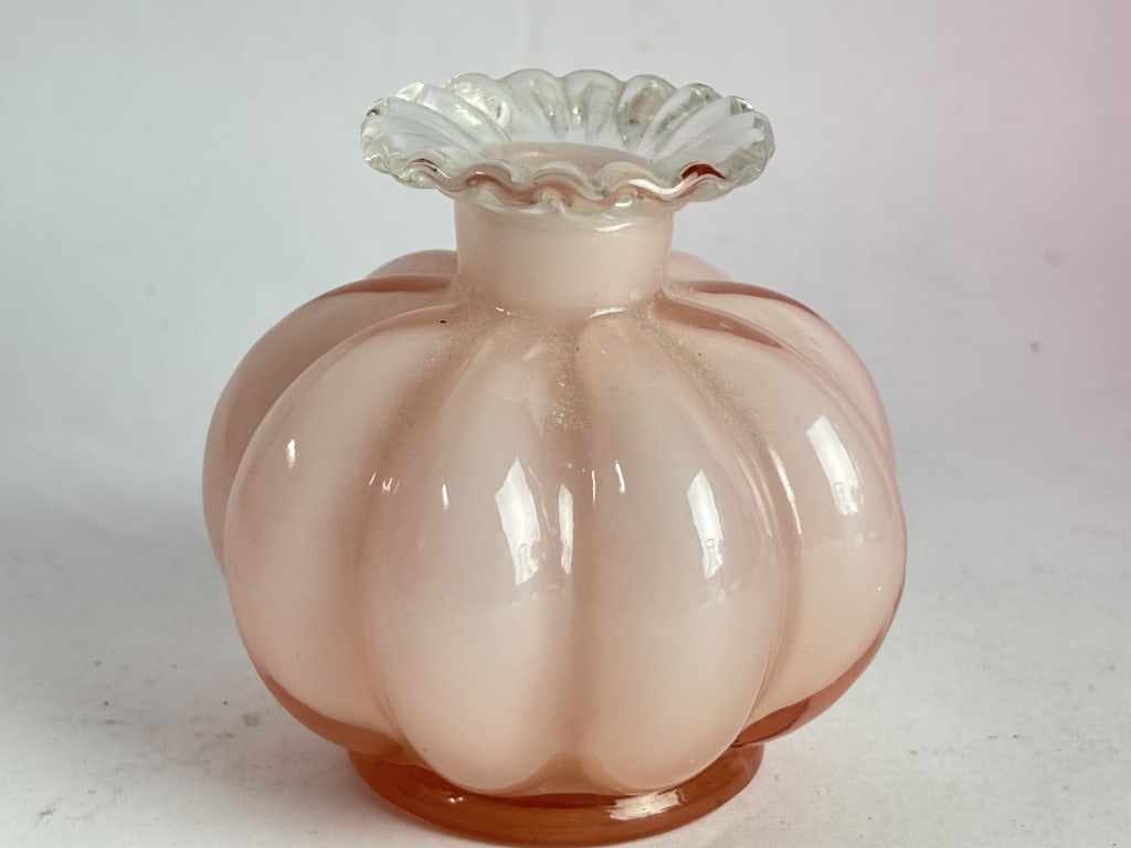 Vintage Fenton Glass Melon Boudoir Bottle: Vintage Fenton Glass Melon Boudoir Bottle, 3in