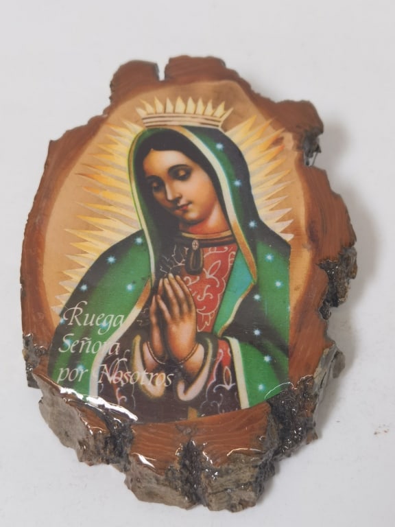 Vintage Virgin Mary Print on Wood: Vintage Virgin Mary Print on Wood, 5in