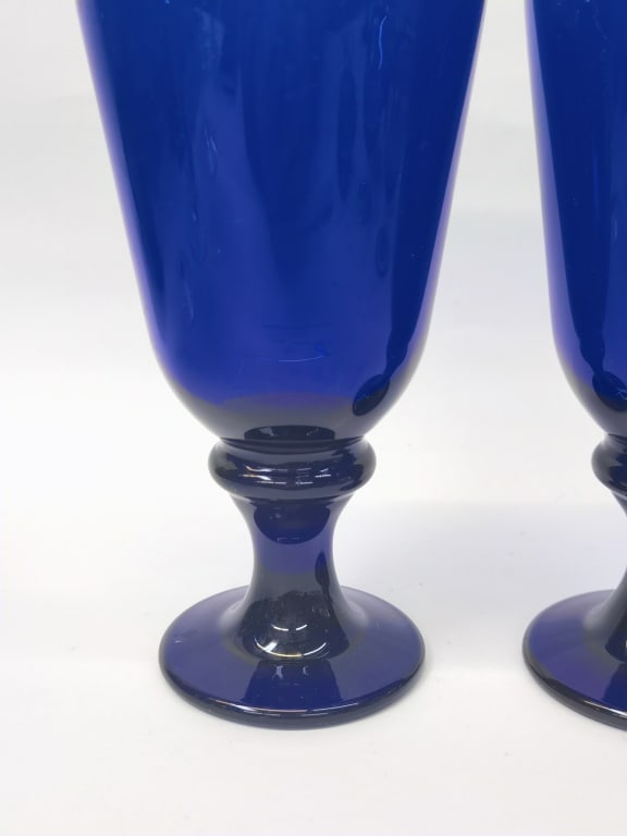 (2) Libbey Glass Flared Cobalt Blue Water Goblets - 3