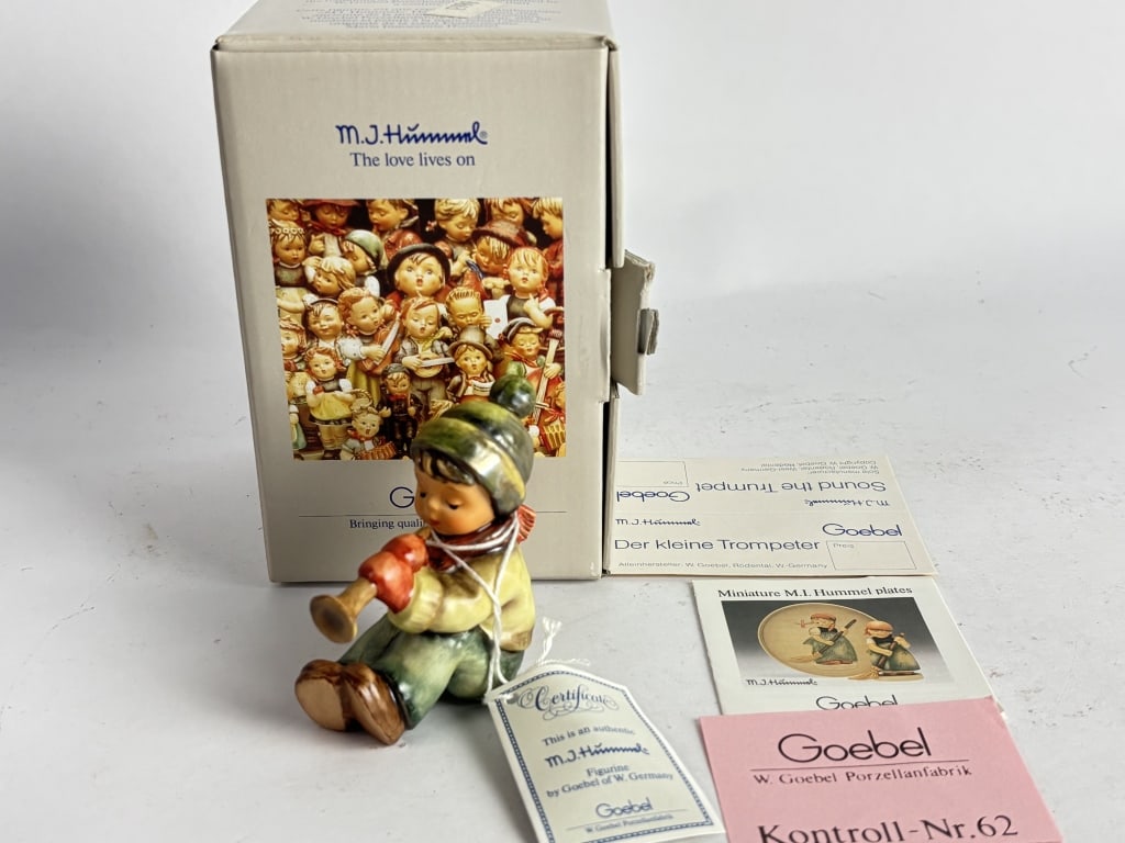 Vintage Goebel Hummel Porcelain Sound the Trumpet: Vintage Goebel Hummel Porcelain Sound the Trumpet Figurine, 3.25in by 3in