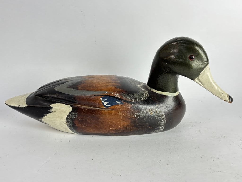 Vintage Signed CB Hand Painted Wood Duck Decoy (1 of 6)