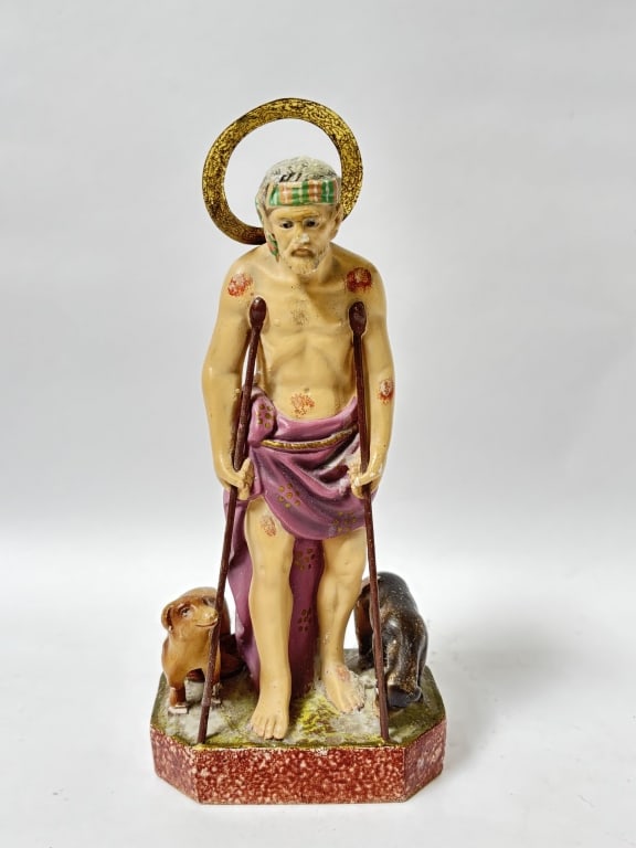 Vintage San Lazarus Figurine: Vintage San Lazarus Figurine, 9.25in