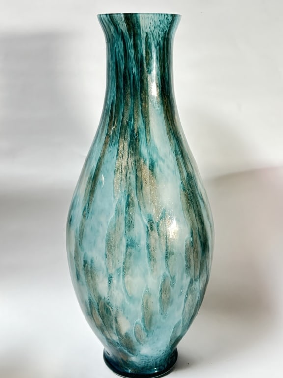 Large Vintage Murano Italy Gold Glitter Blue Art G (1 of 4)