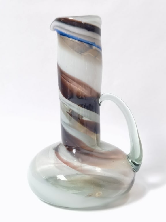 Vintage Spiral Art Glass Cruet: Vintage Spiral Art Glass Cruet, 8.5in