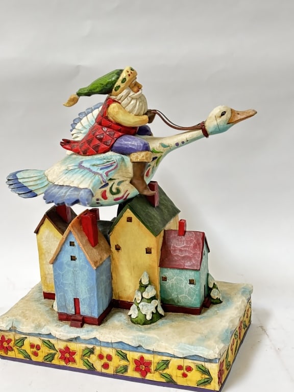 Jim Shore Heartwood Creek "Santa Takes Flight" Fig: Jim Shore Heartwood Creek "Santa Takes Flight" Figurine, 11.5in by 12in by 9.5in