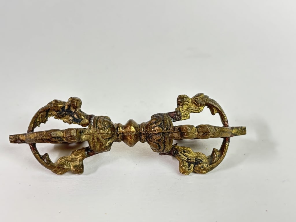 Chinese Tibetan Bronze Religious Scepter: Chinese Tibetan Bronze Religious Scepter, 4.25in