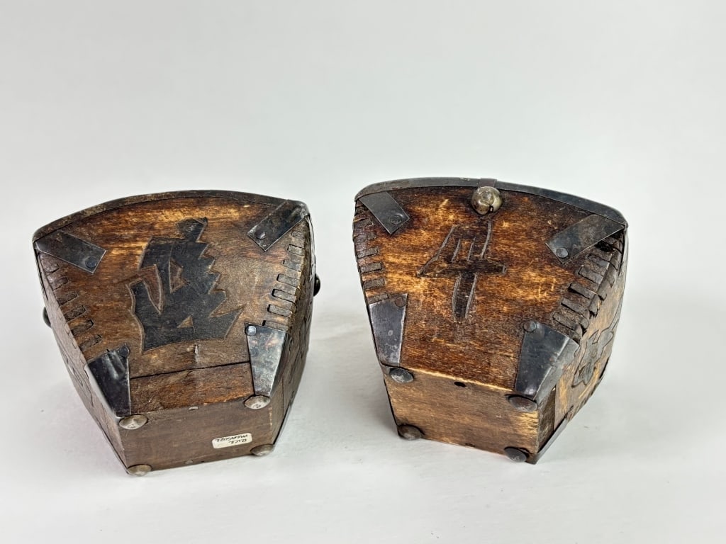 Pr. of Chinese Wood Carved Rice Scoop: Pr. of Chinese Wood Carved Rice Scoop, 3.5in