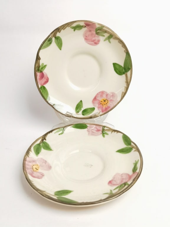 (2) Vintage Franciscan Desert Rose Cup Saucers: (2) Vintage Franciscan Desert Rose Cup Saucers, 5.75in