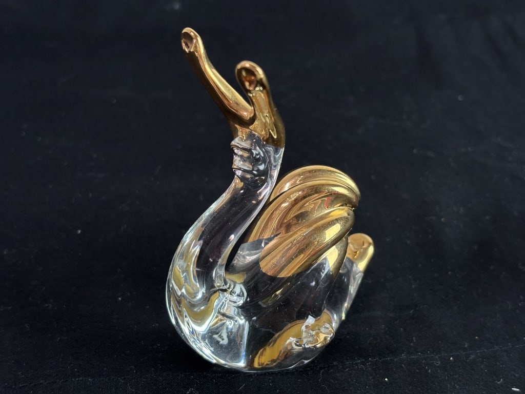 Vintage Murano Italy Gilt Crystal Snail: Vintage Murano Italy Gilt Crystal Snail, 4in by 3in