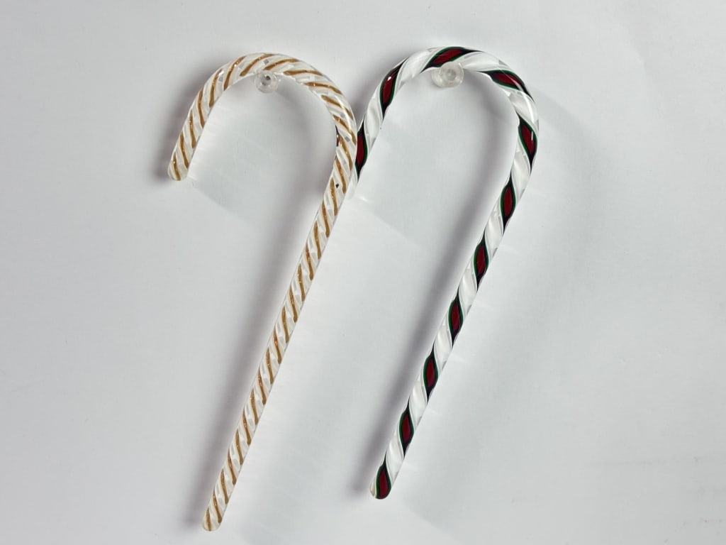 (2) Vintage Murano Italy Art Glass Candy Canes (1 of 2)