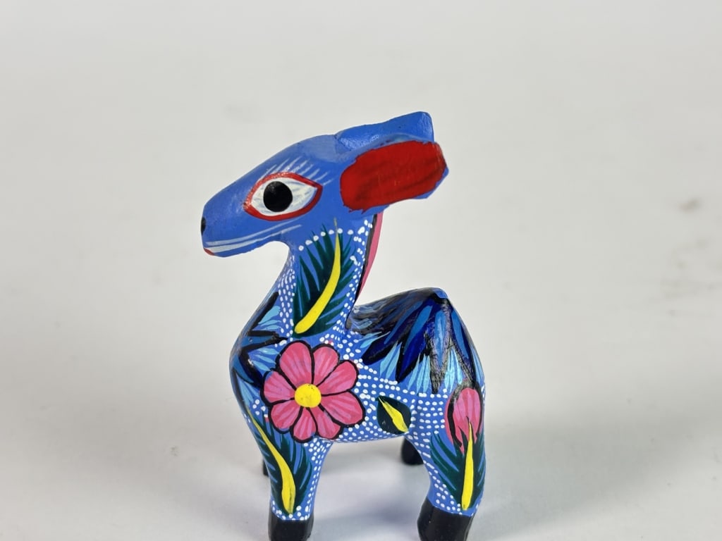 Vintage Signed Mexican Wood Carved Llama (1 of 4)