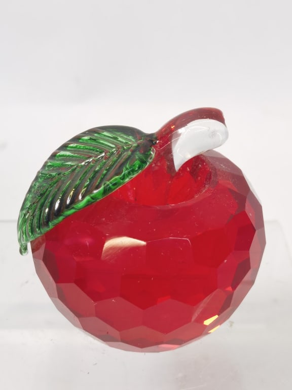 Vintage Faceted Red Crystal Apple Paperweight (1 of 3)
