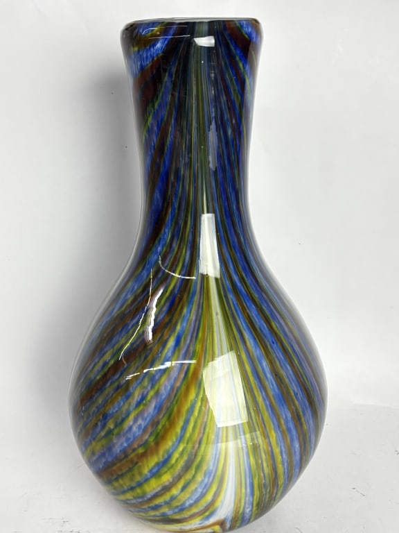 Vintage Murano Italy Pulled Stripe Art Glass Vase (1 of 8)