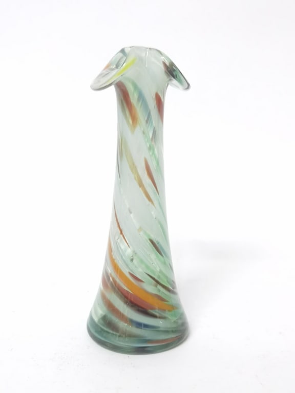 Swirl Art Glass Vase: Swirl Art Glass Vase, 6.5in