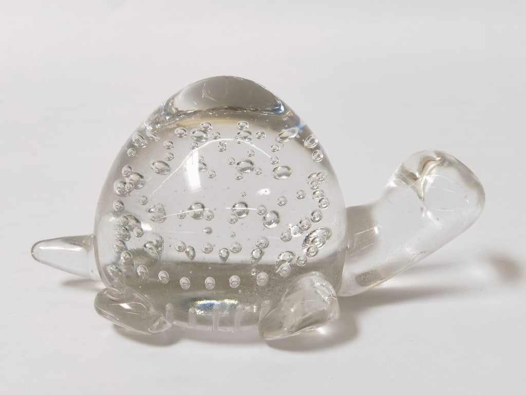 Vintage Clear Bubble Glass Turtle - 2