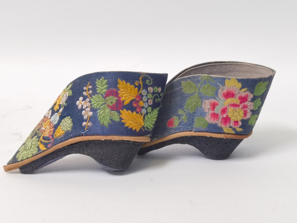 Pr. of Chinese Embroidered Three-Inch Lotus Shoes (1 of 5)