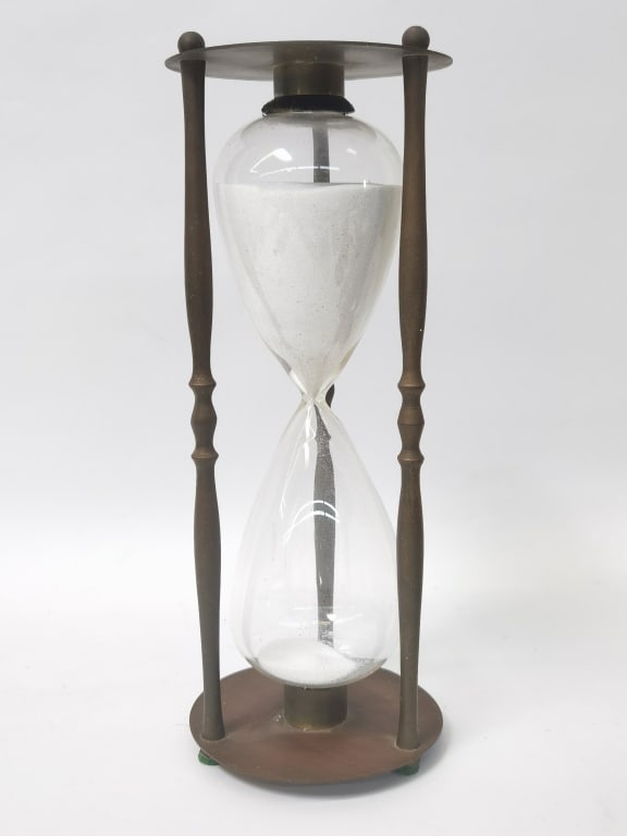 Vintage Brass and Glass Hourglass Timer (1 of 3)