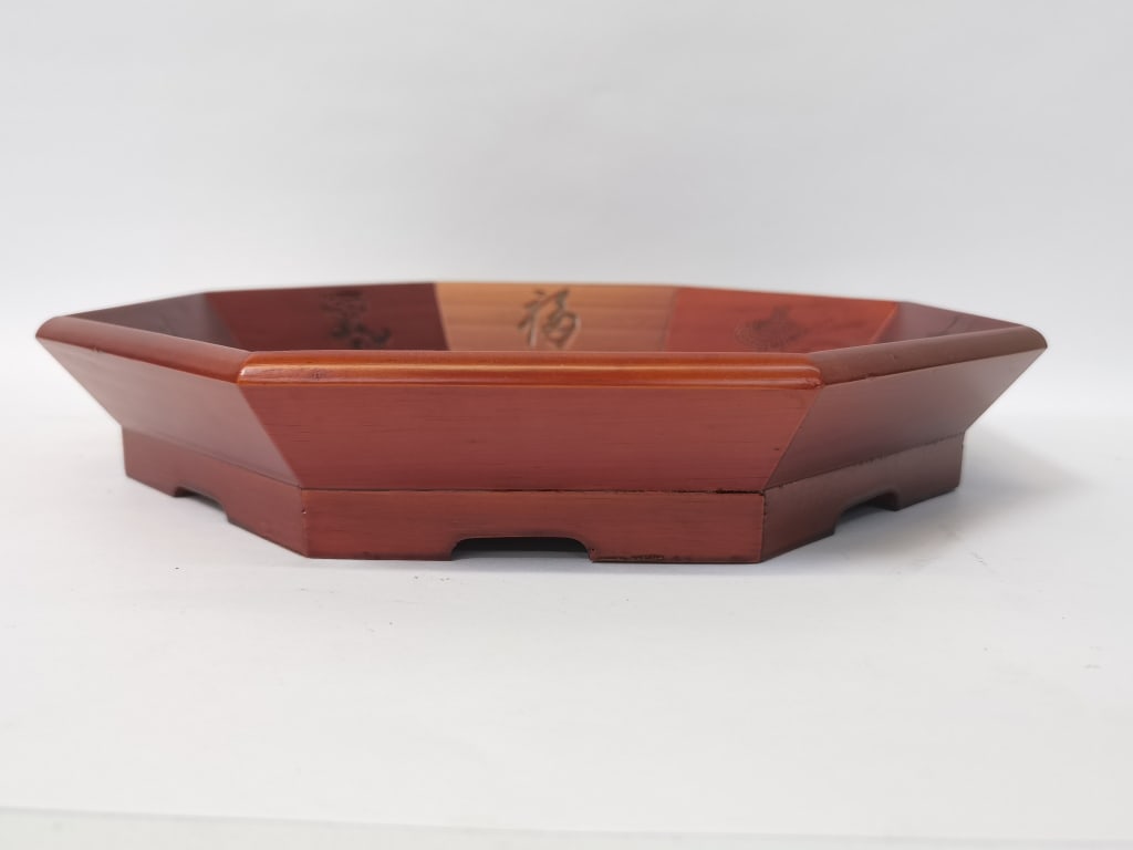 Chinese Wood Hexagonal Tray - 2